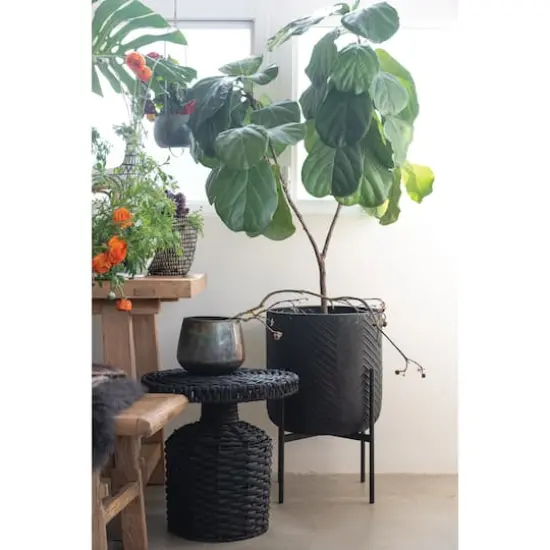 Hello Honey&reg; 25.5" Black Metal Planter with Stand {4}