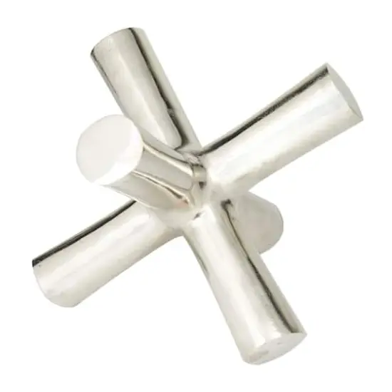 10.5" Silver Aluminum Jack Abstract Sculpture {3}