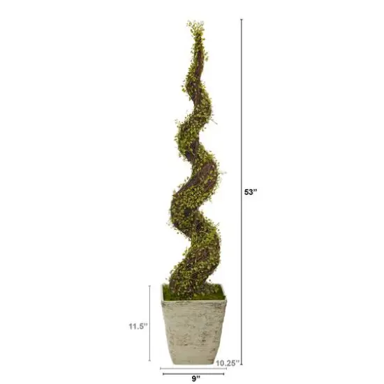 53" UV Resistant Mohlenbechia Spiral Tree in Country White Planter  {3}