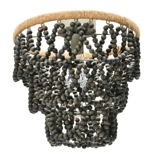 Hello Honey® Dark Gray Wood Bead & Metal Semi-Flush Light {8}