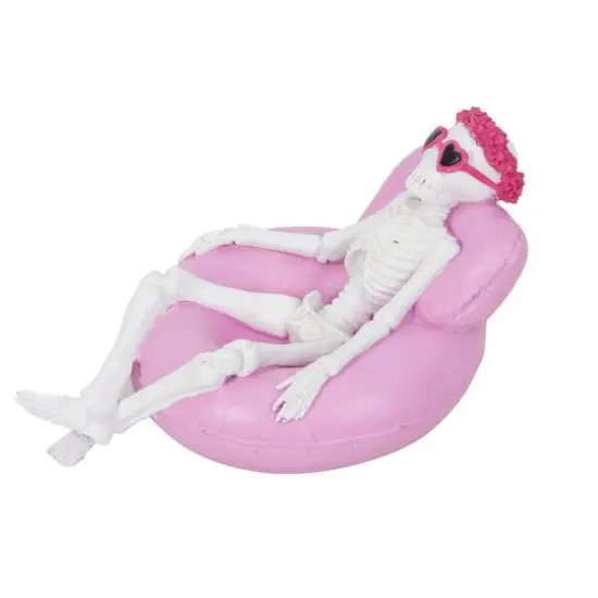 7.25" Skeleton on a Pink Pool Float Tabletop D&eacute;cor by Ashland&reg; {3}