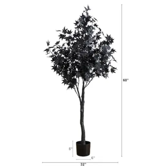 5ft. Pre-Lit Artificial Halloween Black Maple Tree with 240 Orange & Purple LED Lights {3}