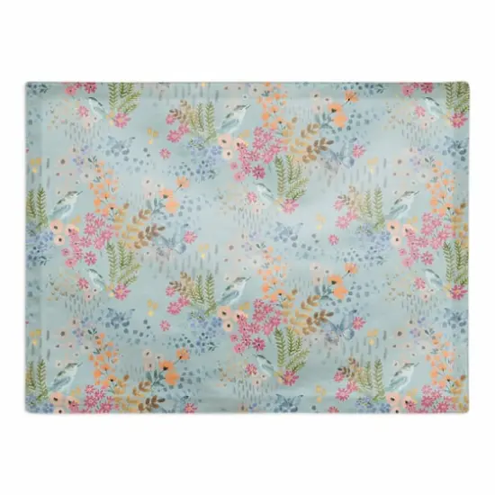 Butterfly Bird Floral Cotton Twill Placemat Blue {1}