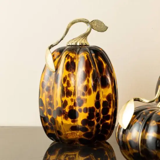 Glitzhome&reg; Amber Dots Glass Pumpkin {7}