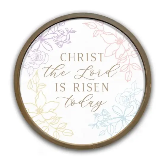 20" Christ the Lord Is Risen Wall Art in Round Frame Brown {1}
