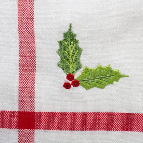 DII&reg; White Embroidered Holly Corner With Border Napkins, 6ct. {11}