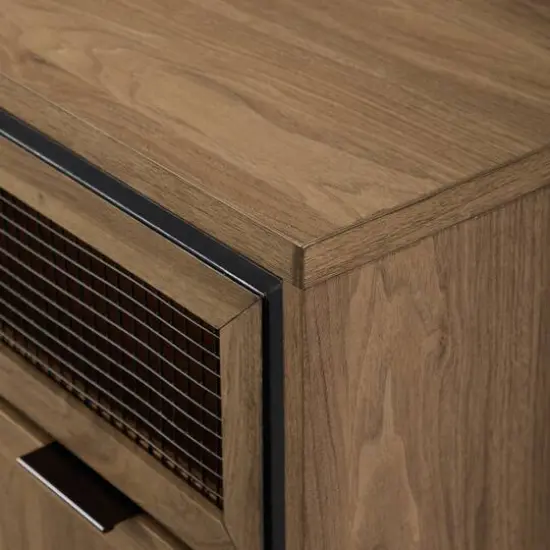 Walker Edison English Oak Mesh Metal Accent Cabinet {7}