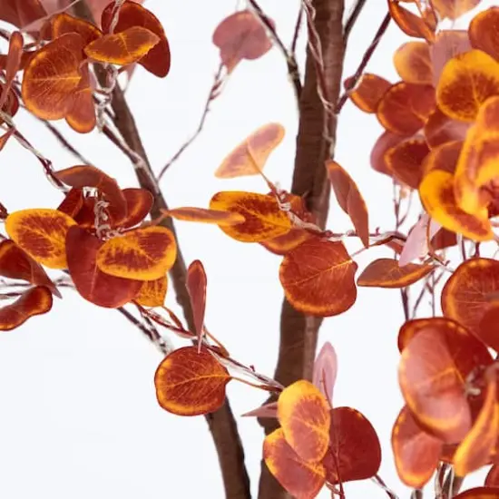 9ft. Pre-Lit Grand Autumn Eucalyptus Artificial Fall Tree with 700 Warm White LED Lights {5}