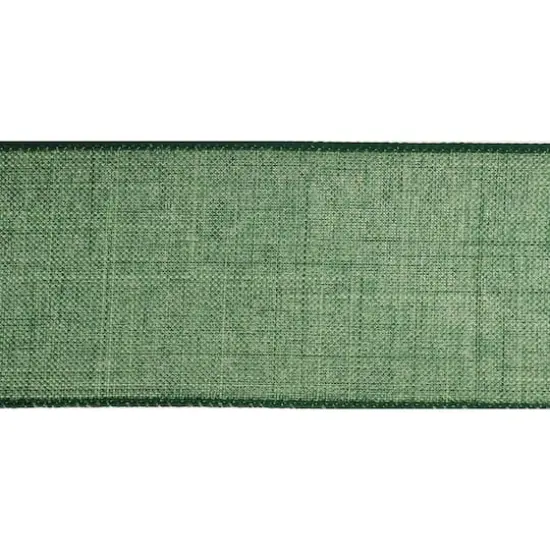 2.5" x 25ft. Faux Linen Wired Ribbon by Celebrate It&trade; D&eacute;cor Evergreen {4}
