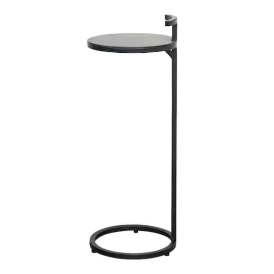 Hello Honey&reg; 2ft. Round Matte Black Metal Table with Handle {8}