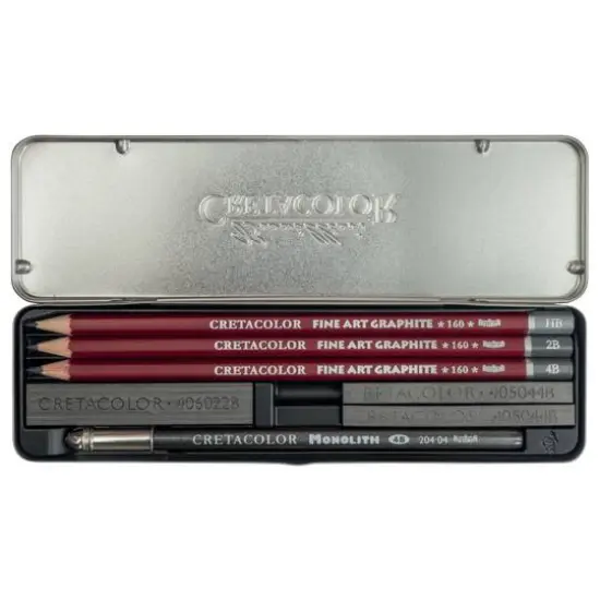 Cretacolor&reg; 9 Piece Graphite Pocket Tin Set {3}