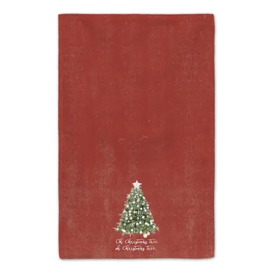 Oh Christmas Tree on Red Background Tea Towel Set {4}