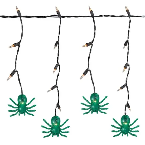 35ct. Green Spider Halloween Icicle Lights {1}