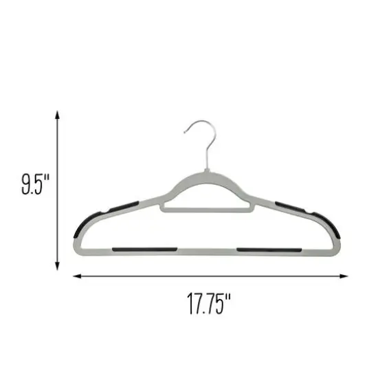 Honey Can Do Gray & Black Anti-Slip Rubber Grip Plastic Hangers, 15ct. {10}
