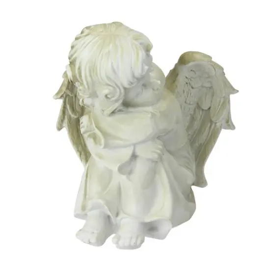 5.75" Heavenly Gardens Ivory Resting Cherub Angel Outdoor Statue {3}