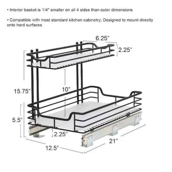 Household Essentials Glidez 2-Tier Cabinet Organizer Black {4}