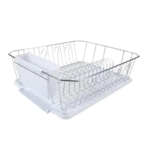 Kitchen Details White 3-Piece Chrome Dish Rack Set {1}