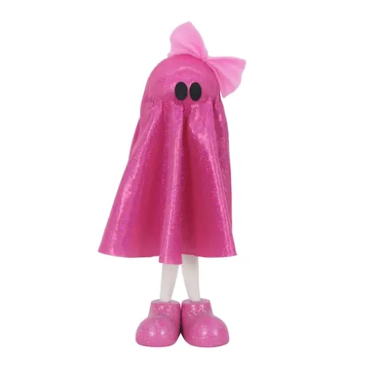 16" Standing Fabric Glitter Ghost with Bow Tabletop D&eacute;cor by Ashland&reg; Hot Pink {1}