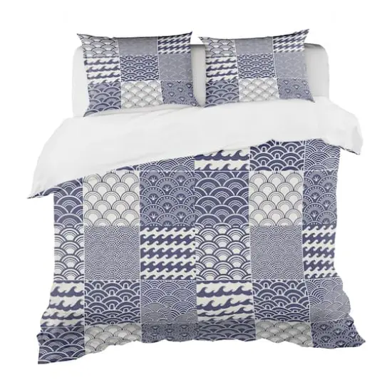 Designart Japanese Ocean Wave Pattern Coastal Duvet Cover Set {1}