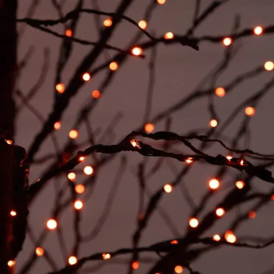 8ft. Pre-Lit Halloween Black Twig Artificial Tree with 510 Orange & Purple LED Lights {6}