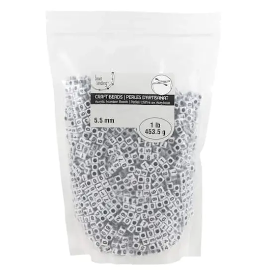 White Number Acrylic Cube Beads, 5.5mm by Bead Landing&trade; {3}