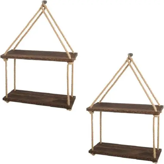 Brown Haitral Wood Floating Shelves Set {3}