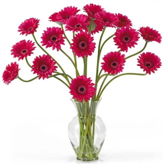 21" Gerbera Daisy Liquid Illusion Silk Flower Arrangement Dark Pink Beauty {1}