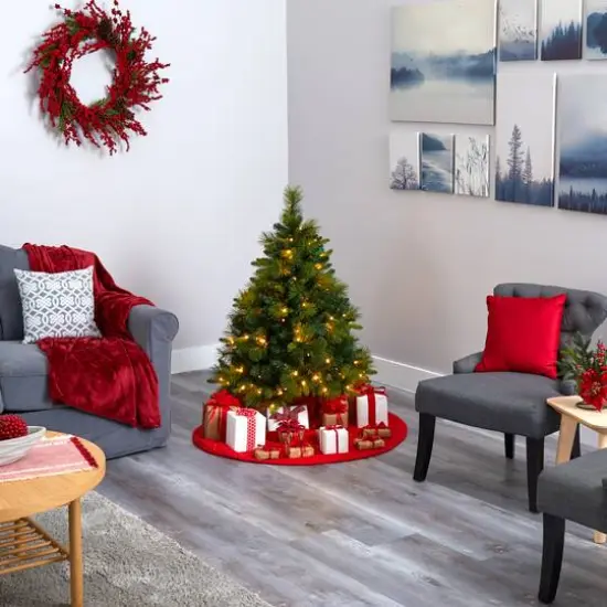 4ft. Pre-Lit North Carolina Mixed Pine Artificial Christmas Tree, Warm White LED Lights {7}