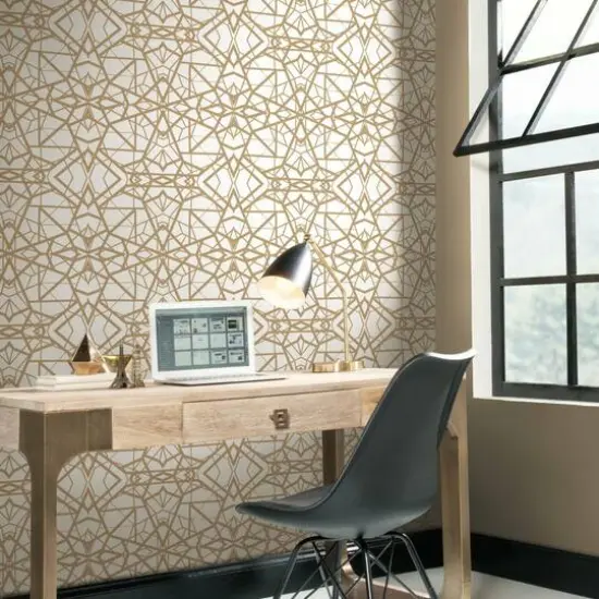 RoomMates White & Gold Shatter Geometric Peel & Stick Wallpaper {11}