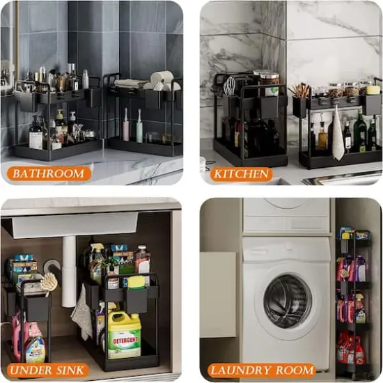 Black 4-Tier Slim Storage Cart Set {5}