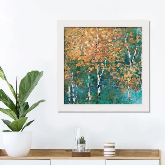 Fall Birch Trees Wall Art in White Frame {3}