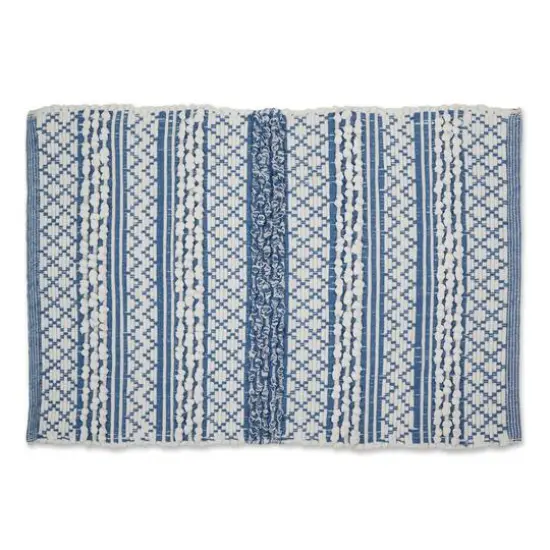 DII&reg; Stonewash Blue & White Hand-Loomed Paper Chindi Rug, 2ft. x 3ft. {1}