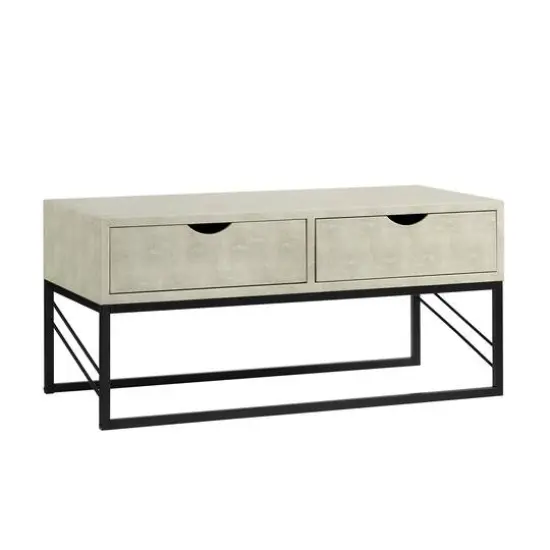 Off White 2-Drawer Faux Shagreen Coffee Table {1}