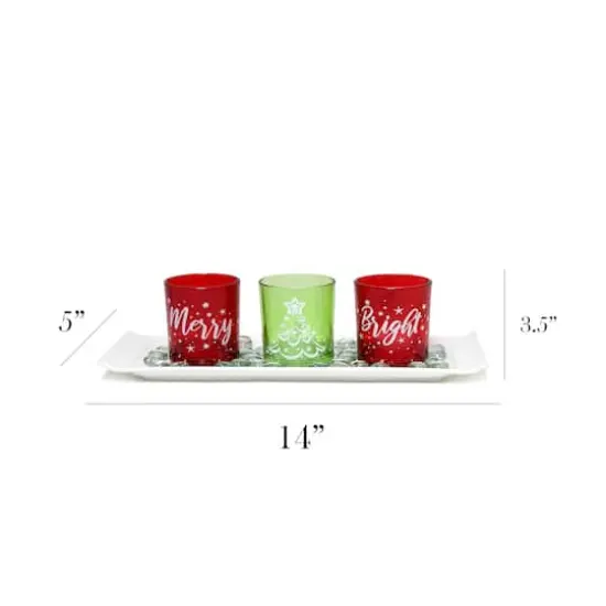 Elegant Designs&trade; Merry & Bright Christmas Candle Holder Set {4}