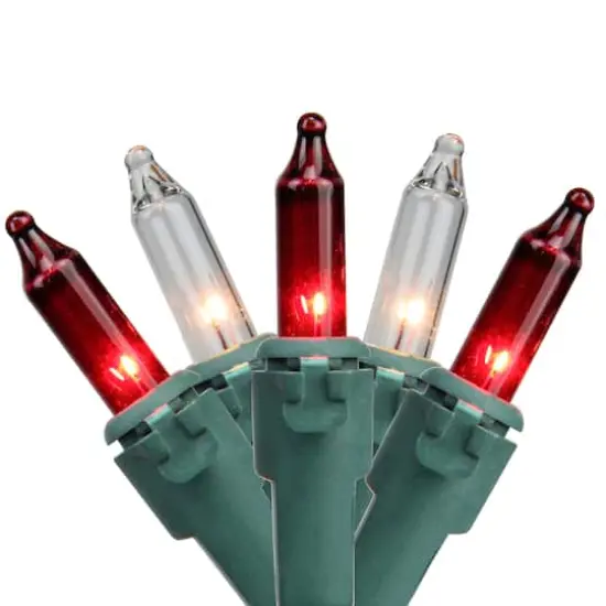 100ct. Mini Christmas String Lights with Green Wire Red and Clear {1}
