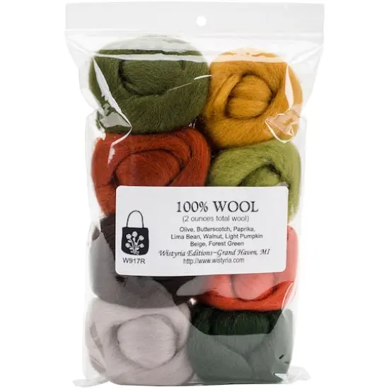 Wistyria Editions Pumpkin Patch Wool Roving Rolls, 2oz. {1}