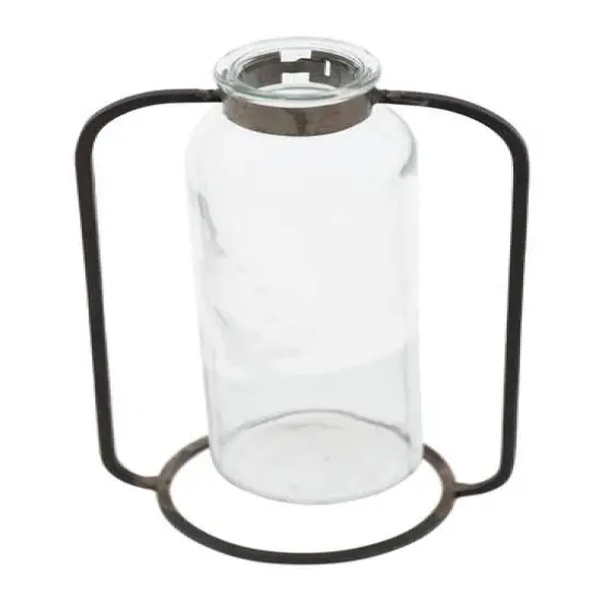 Hello Honey&reg; 8.5" Clear Glass Vase in Black Metal Stand {3}
