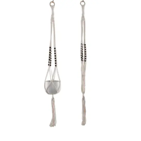 Flora Bunda 39" Tri-Beaded Macram&eacute; Plant Hanger {1}