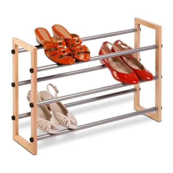 Honey Can Do 3-Tier Wood & Metal Shoe Rack {3}