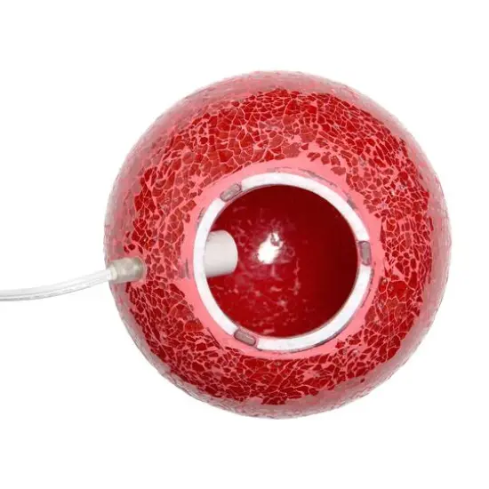 Simple Designs 7.7" Mosaic Stone Ball Table Lamp Red {7}