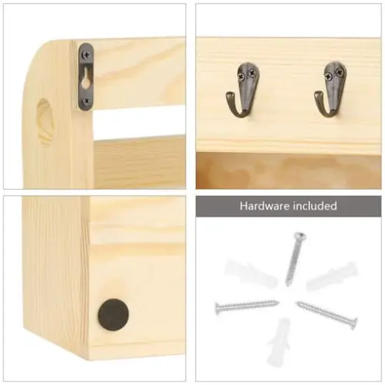 NEX&trade; Brown Wood Wall Mounted Mail & Key Holder {4}