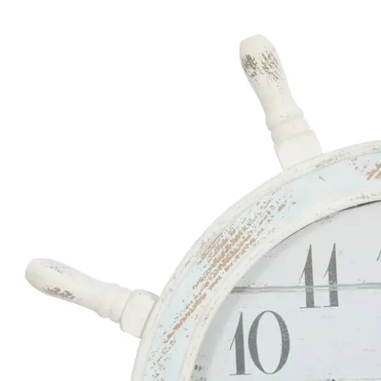 Blue Coastal Wood Wall Clock {5}