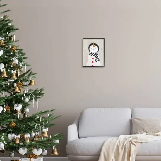 Stupell Industries Happy Smile Winter Snowman Framed Giclee Art Black {3}