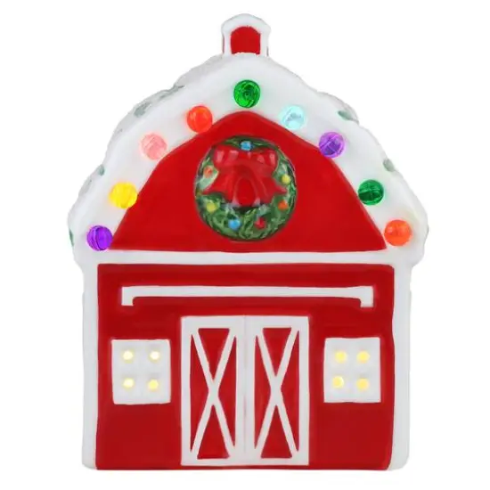 5" LED Nostalgic Ceramic Village Barn {1}
