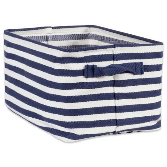 DII® Medium French Blue & White Herringbone Striped PE-Coated Cotton Laundry Bins, 2ct. {4}