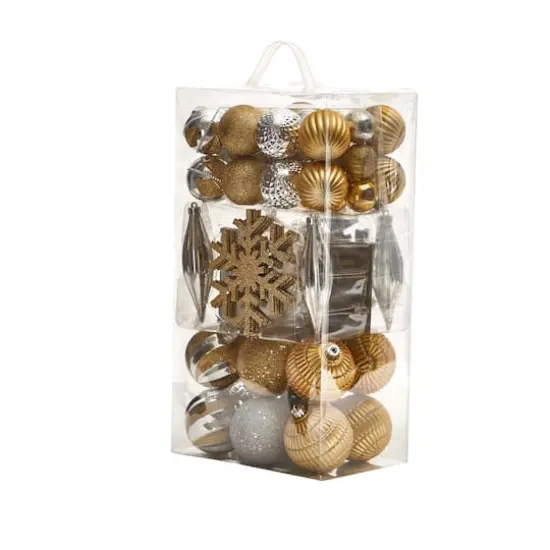 60ct. Holiday Deluxe Shatterproof Christmas Tree Ornament Box Set {5}