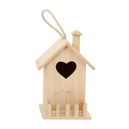 8" Heart & Fence Wood Birdhouse by Make Market® {1}