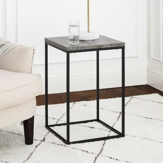 Walker Edison Modern Square Side Table Dark Concrete {5}