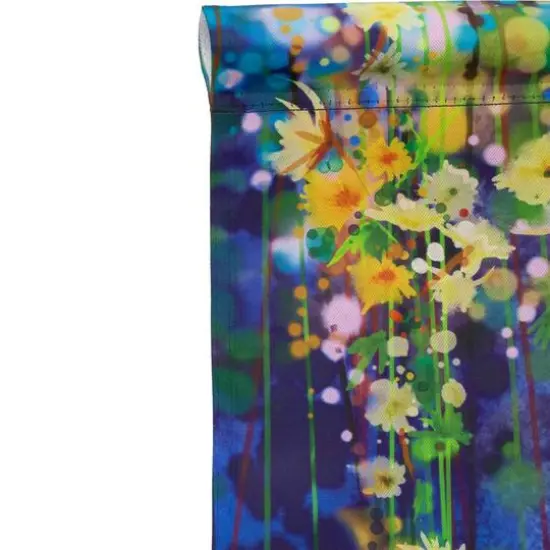 18" Blue & Green Watercolor Floral Garden Flag {6}