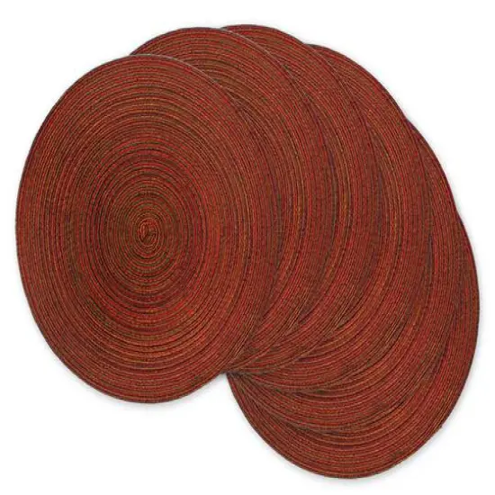 DII® Round Variegated Braided Polypropylene Placemats, 6ct. Red {2}